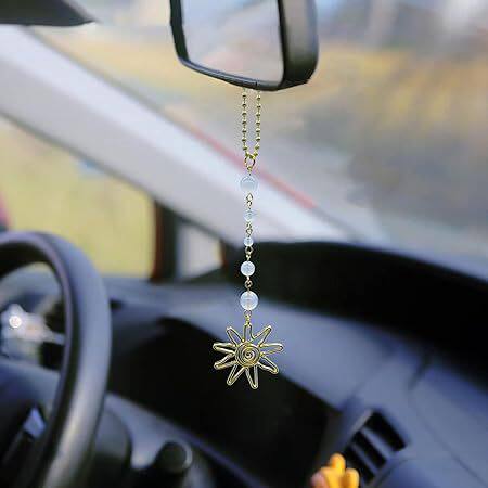 Cross-border car accessories pendant Bohemian style hanging sun car decoration manual healing crystal stone decoration