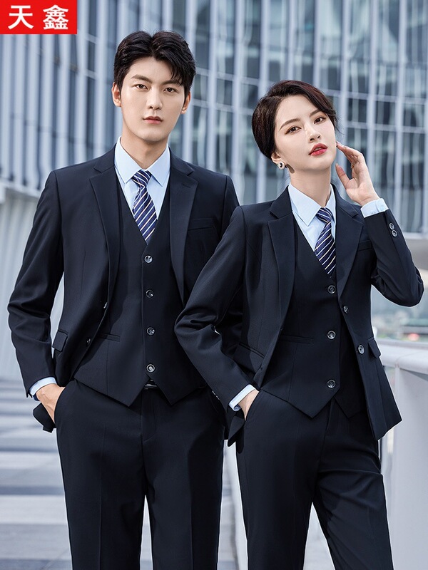 High-end suit suit men's business suit jacket black slim fit professional formal wear men's and women's same commuter suit High-end suit suit men's business suit jacket black slim fit professional formal wear men's and women's same commuter suit