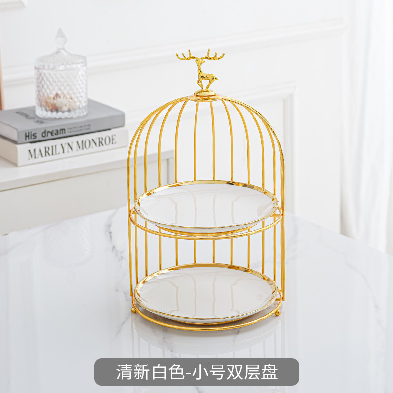 Estilo nórdico cerámica multi-capa plato de fruta sala de estar tarde té postre mesa de postre bandeja de la torta de lujo ligero soporte de exhibición