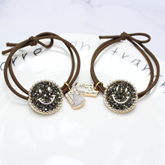 Korean Version New Headband Korean Instagram Style Women Dongdaemun Rubber Band Smiling Share on Circle Hair Tying Black Hair Ribbon Hair Accessory