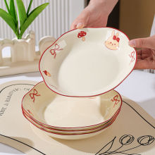 陶瓷盘子菜盘家用2025年新款可爱卡通釉下彩餐具饭碗吃菜盘圆盘碟