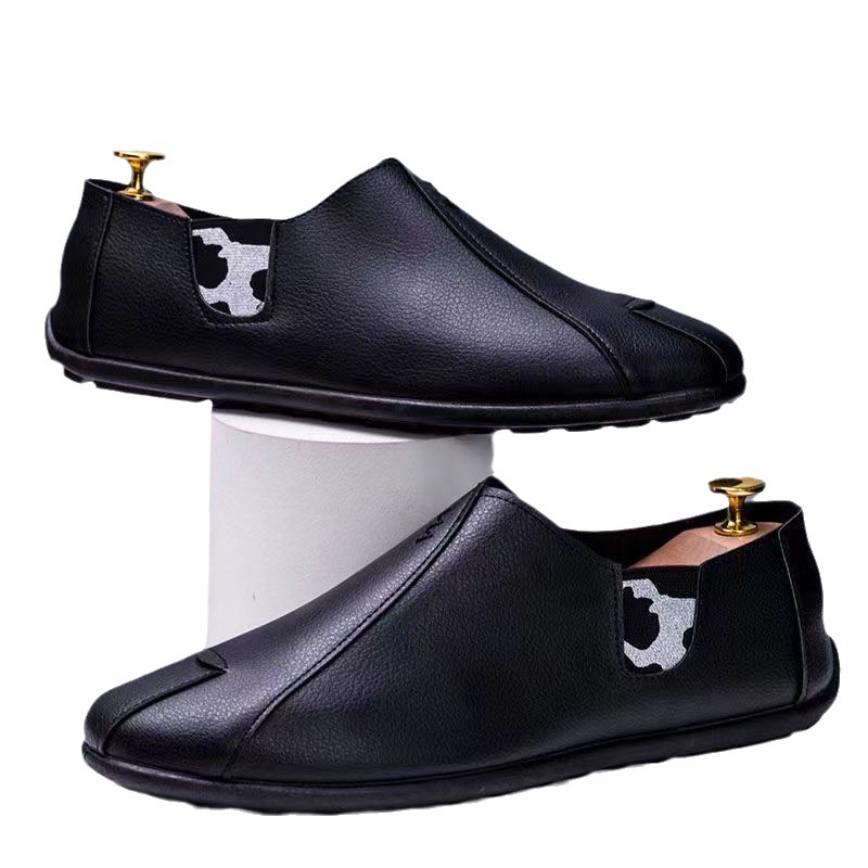 (2개) 남성 비즈니스 캐주얼 가죽 신발 패션 콩 신발 소프트 단독 슬립 온 신발 야외 운전 드라이버 신발 남성 신발