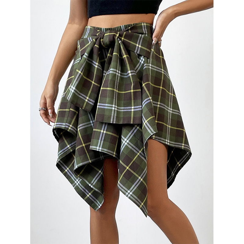 Irregular Plaid Skirt 3