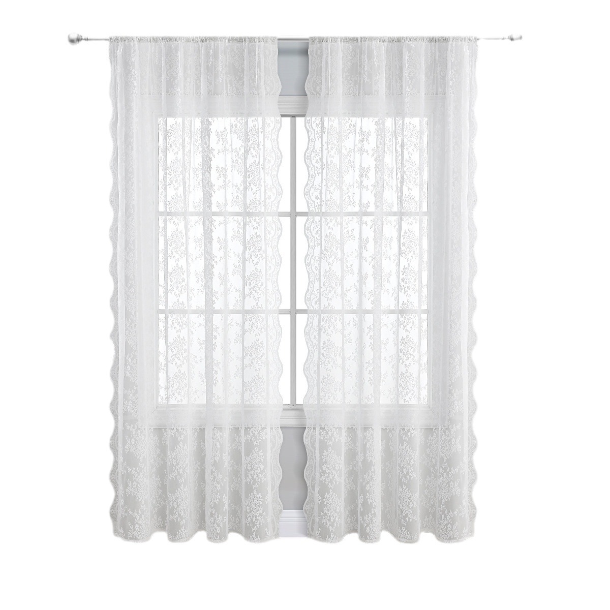 Transfronterizos de urdimbre encaje doble cortina de barra de cortina cortina de encaje blanco SHEIN Aliexpress