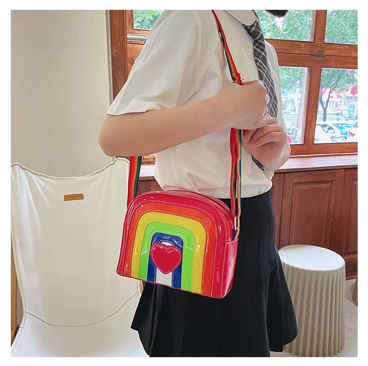 Wholesale Creative Hit Color Rainbow Heart Shape Messenger Bag Nihaojewelry display picture 17