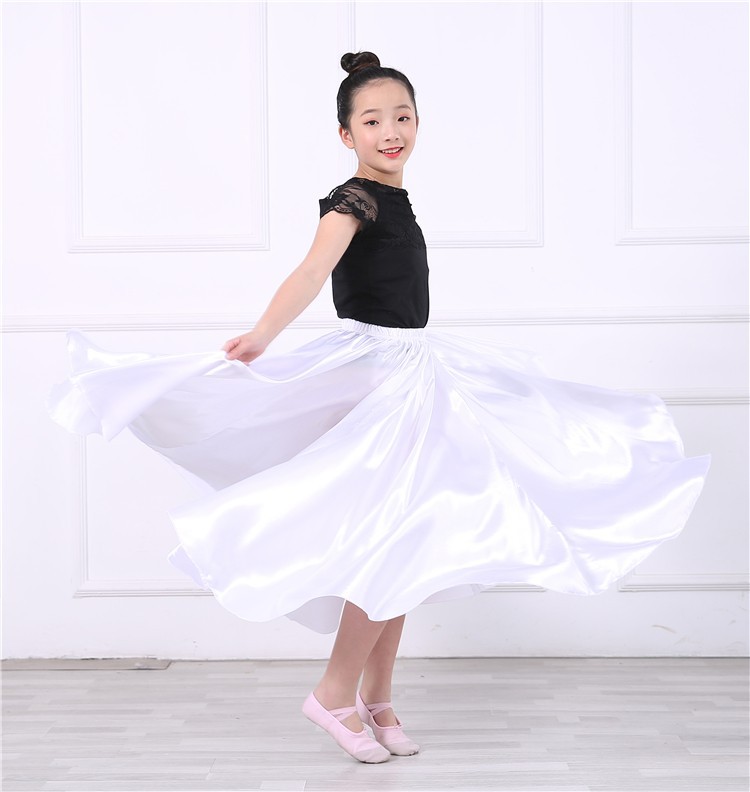 Ropa de rendimiento de media longitud para niños Falda de corrida de toros española Falda de baile grande falda de swing grande para niña abriendo danza ropa de baile para niños