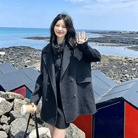 反季清仓 羊毛大衣两件套中长款羊绒外套百搭女款休闲风衣小个子