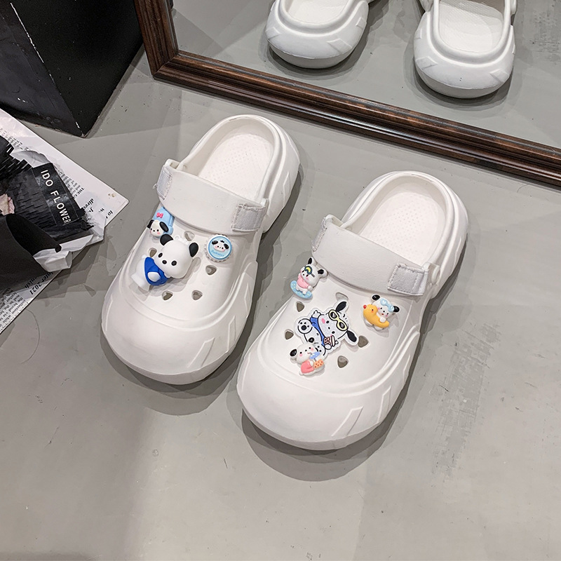 Nuevos zapatos con agujeros, accesorios de bricolaje, zapatos superiores de dibujos animados tridimensionales, decoración de flores, suela gruesa EVA, zapatillas de Baotou antideslizantes y resistentes al desgaste