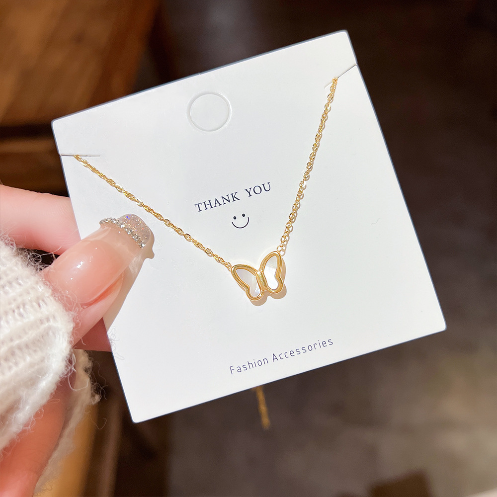 Simple Style Butterfly Titanium Steel Plating Pendant Necklace 1 Piece