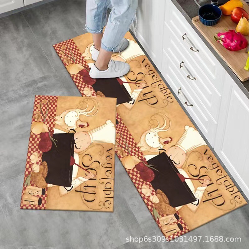 Alfombra de piso de cocina fábrica al por mayor puerta larga alfombra antideslizante alfombra de cocina alfombra de puerta de dibujos animados del hogar estera de la puerta