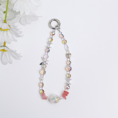 小清新天然石手機鏈清透水晶鑰匙鏈包包掛飾車鑰匙掛件防丟繩