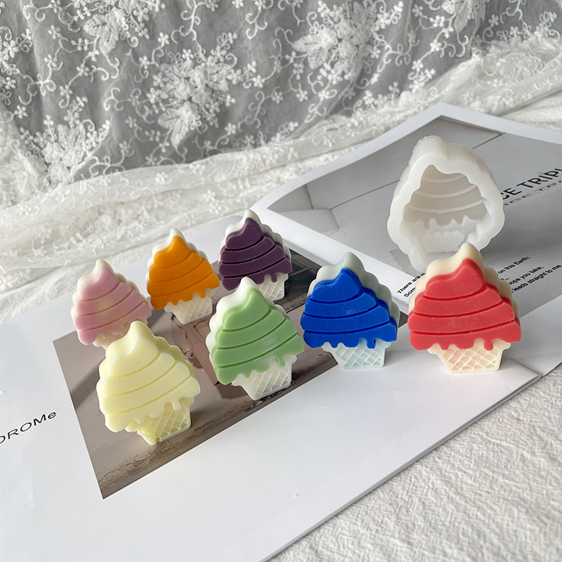Cono de helado de cristal epoxi molde de silicona aromaterapia vela yeso DIY pastel decoración molde de chocolate