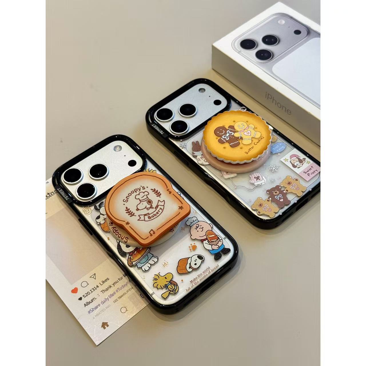 卡通围边姜饼人史努比米菲兔磁吸适用iphone17promax苹果16手机壳