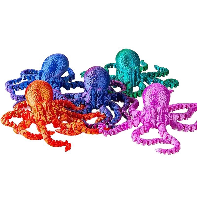 【工厂直销】3d打印章鱼八爪鱼关节可动夜光摆件玩具工艺品