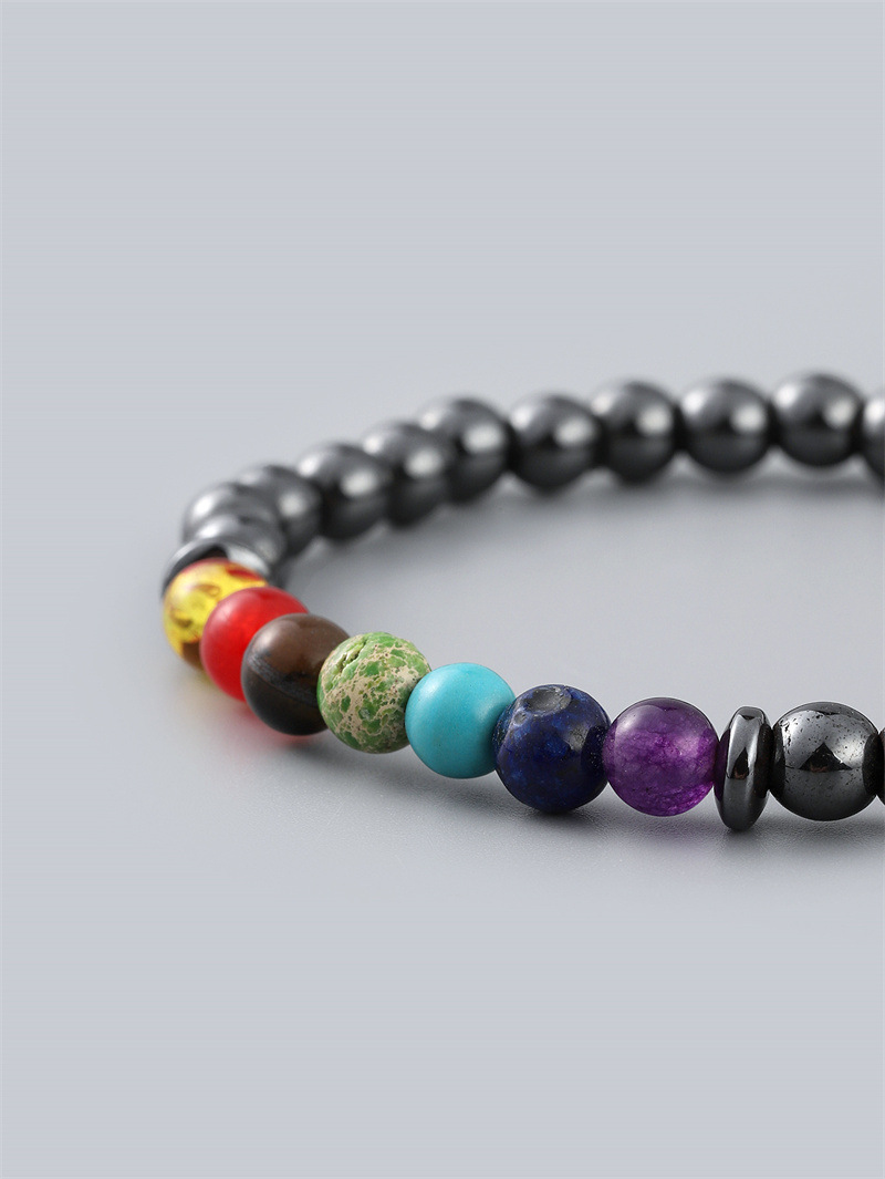 Moda europea y americana negro Ball piedra 7-color pulsera hombres Comercio exterior estación independiente mano joyería
