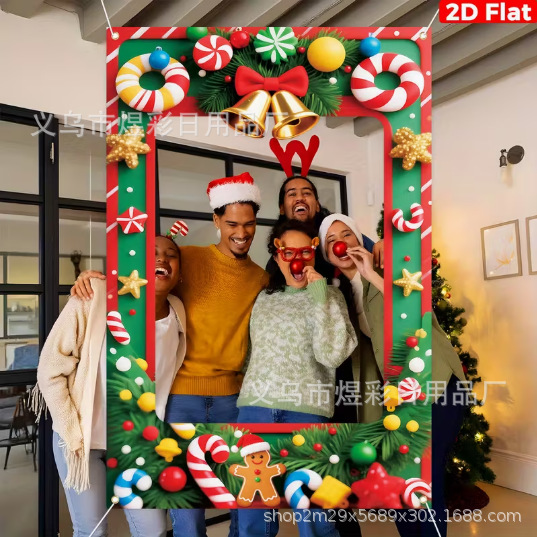 Cross-Border Christmas Photo Frame Polyester Material Festive Atmosphere Decoration Props Holiday Party Atmosphere Decoration