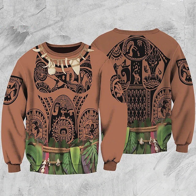 Fun Tribal Clothing 3D Digital Printing Spot Hombres y mujeres con el mismo estilo Primavera y otoño Sudadera suelta de manga larga Suéter de cuello redondo