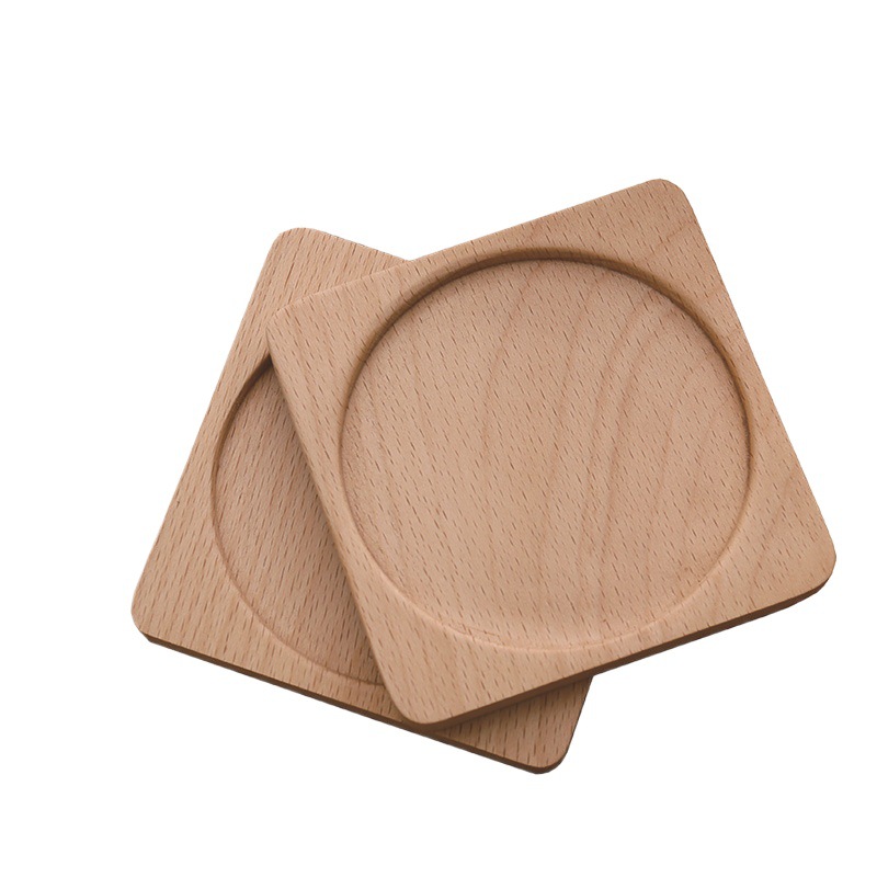 Montaña Rusa de madera maciza Negro Nogal Cuadrado posavasos titular de la taza de café de madera entera sin pintar taza de agua estera tetera estera logo