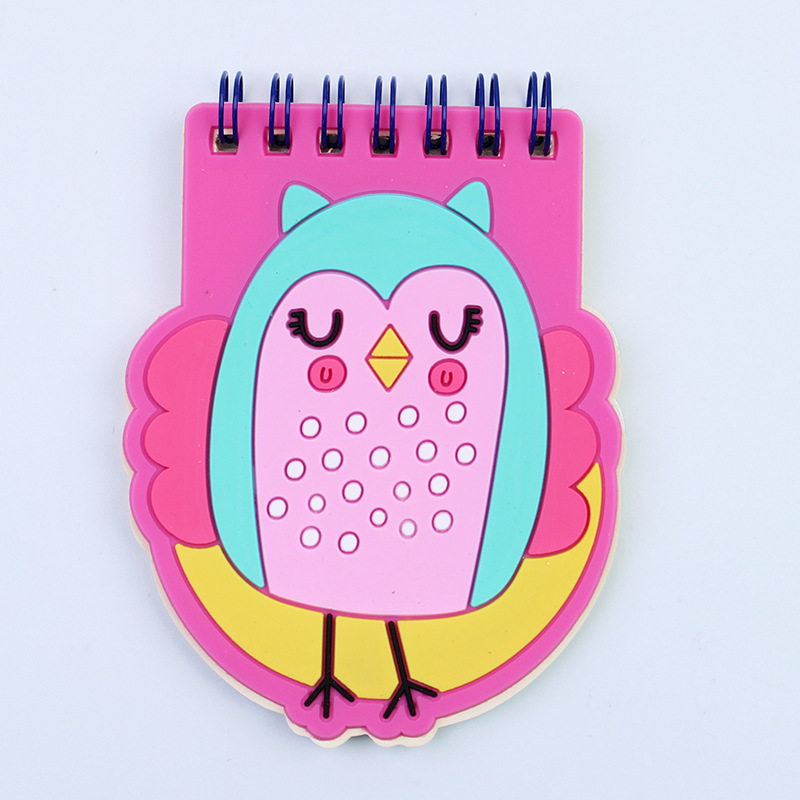 Cubierta de silicona pequeña bobina libro mini dibujos animados especial en forma de cuaderno papelería creativa forma de animal lindo con pluma