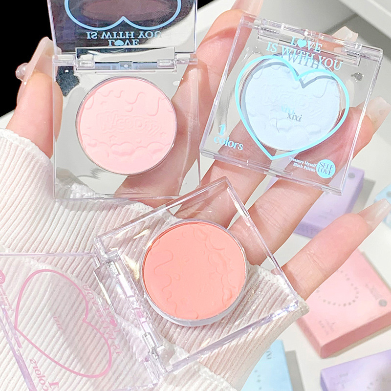 Xixi Tea Peach Heart Single Color Blush Blush Blue Blush Purple Expansion Low Saturation Shrinking Color Matte Natural Brightening Contouring