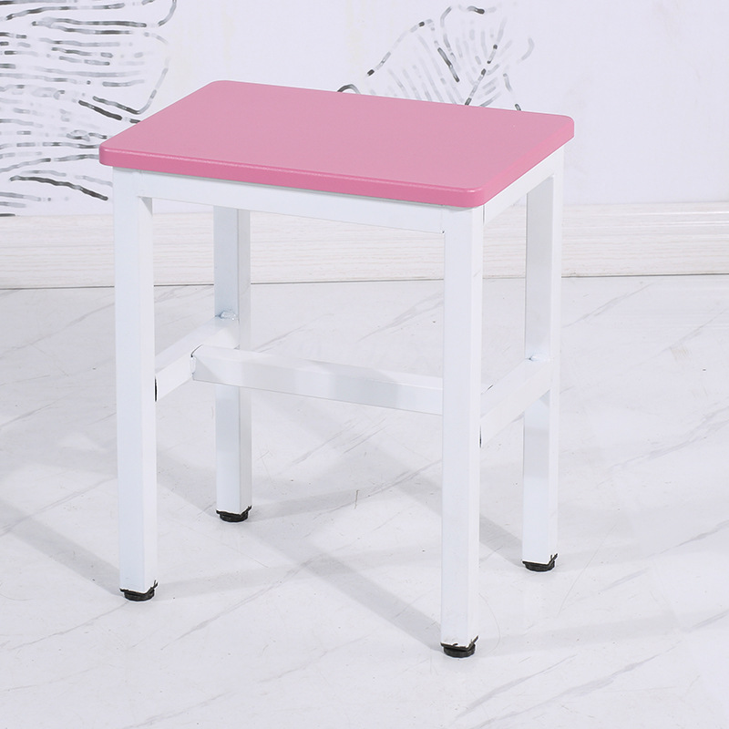 Taburete de taller al por mayor, línea de montaje de fábrica, taburete de trabajo, taburete cuadrado pequeño de acero y madera, taburete de hierro de comida rápida, oro de entrenamiento