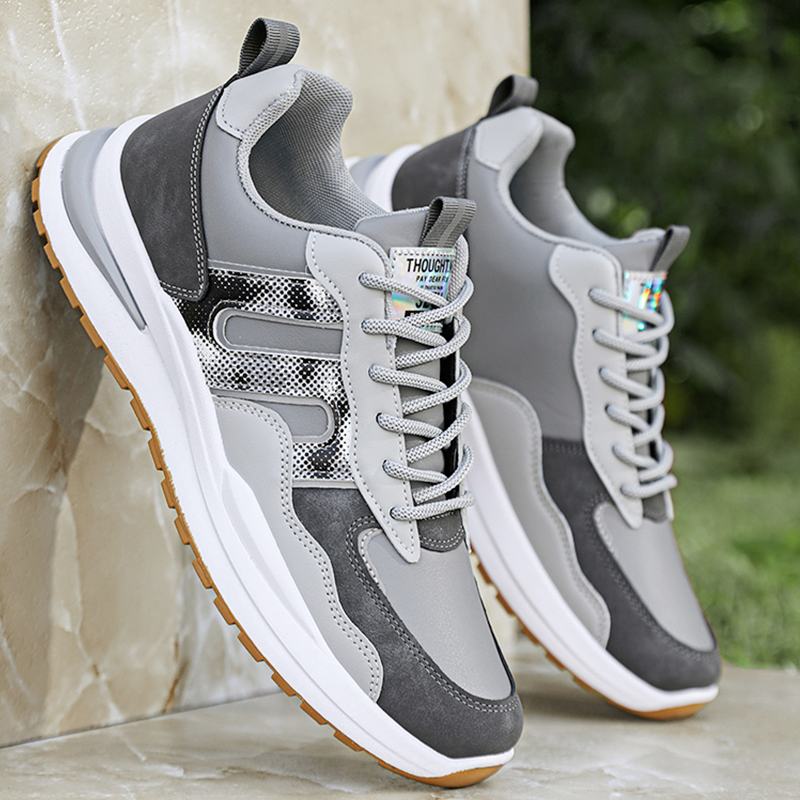 Zapatos Deportivos de Primavera para Hombre, Nuevos Zapatos Casuales de Cuero Impermeables Antideslizantes Negros para Hombre, Zapatos Deportivos para Correr para Hombre