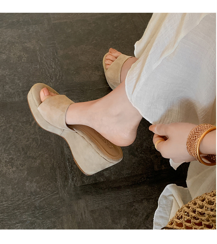 Sandal cao gót nữ hở mũi quai ngang đế xuồng platform — màu nâu, màu đen, màu mơ chi tiết 15