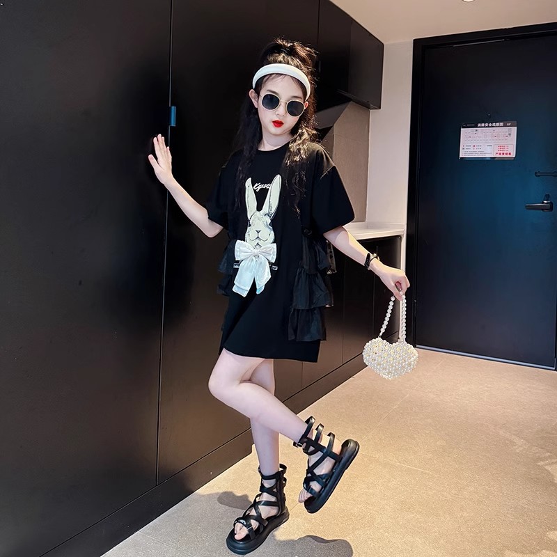 Cool and Sassy Girls' Skirts Summer 2025 New Style Girls' Summer Internet Celebrity Street Wear Short-Sleeved T-Shirt Skirt 8