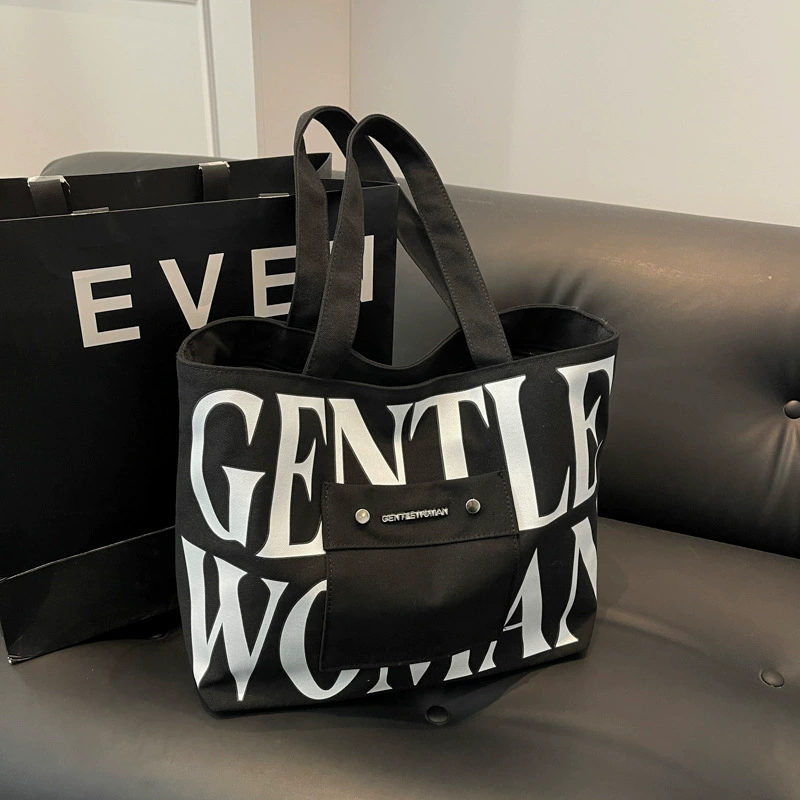 Нежная Женская портативная холщовая женская сумка с буквенным принтом большой емкости, новая модная сумка-мессенджер через плечо