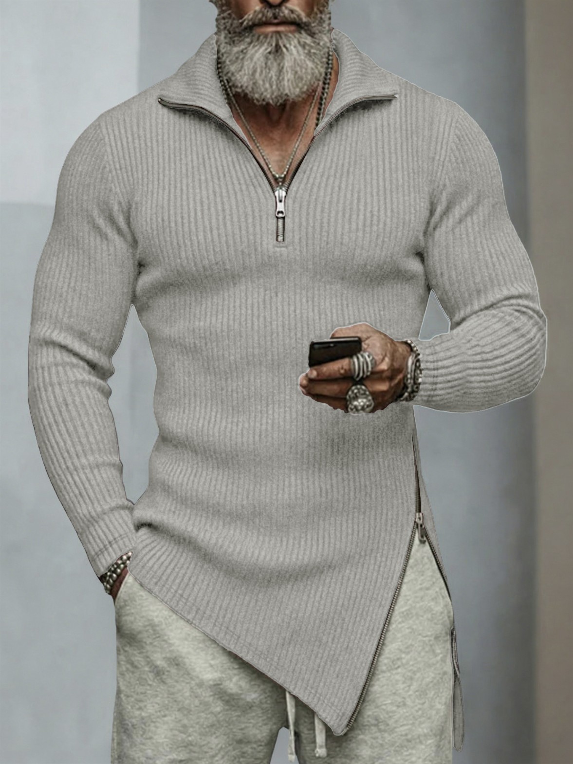 Nuevas camisetas de manga larga para hombres en otoño e invierno transfronterizos deportes ajustados elásticos ocio Fitness sólido blusa irregular para hombres