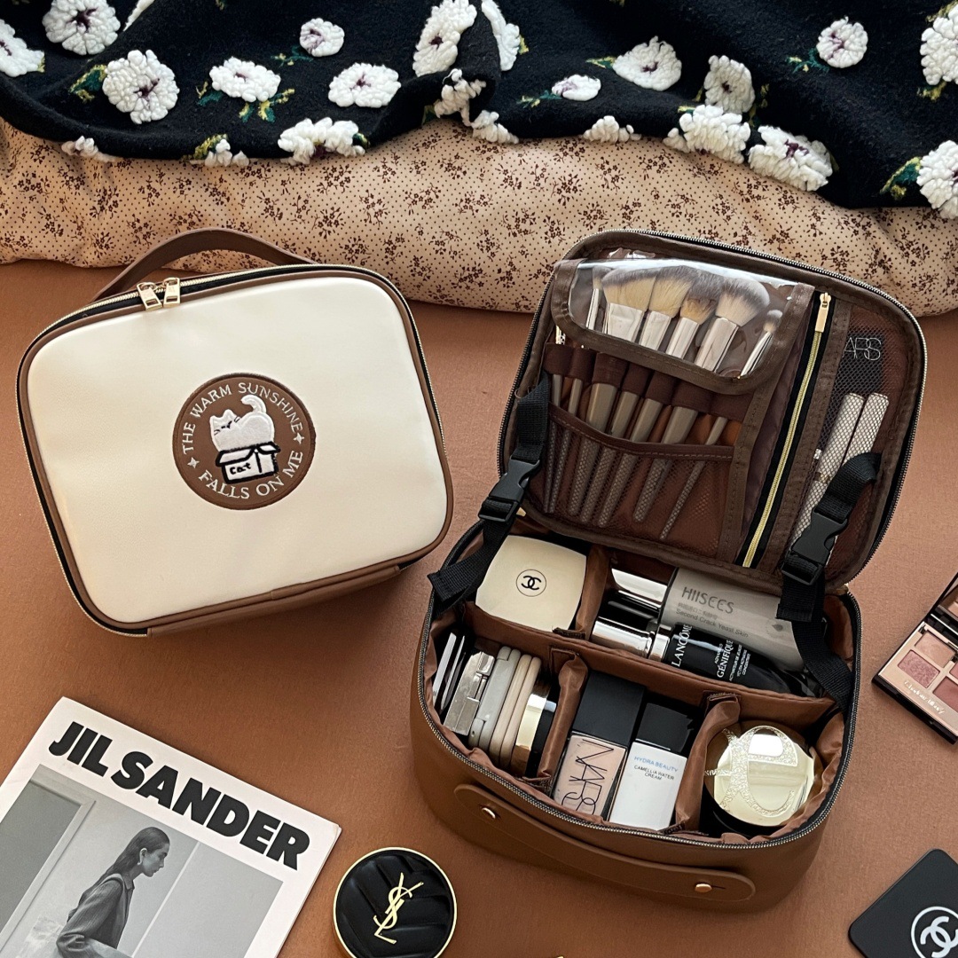 Bolsa de cosméticos bolsa de almacenamiento de cosméticos de partición de gran capacidad bolsa de lavado de viaje bolsa de almacenamiento de cepillo de maquillaje portátil impermeable para mujer