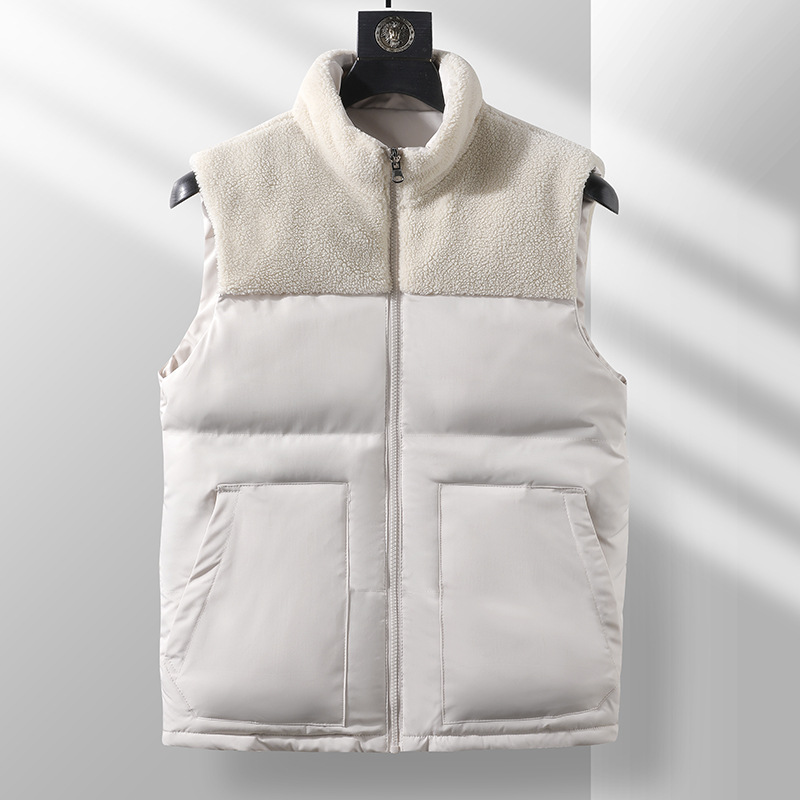 Gilet matelassé réversible pour homme, veste d'hiver légère sans manches, gilet chaud rembourré en polyester, vêtements d'extérieur décontractés et tendance._voghion.com
