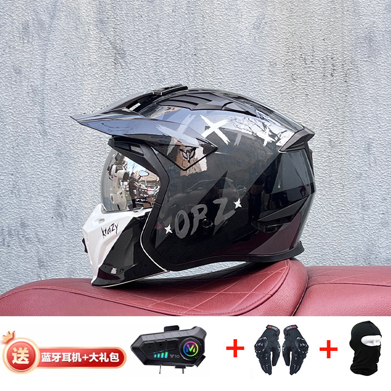 La motocicleta Orz Street Fighter se puede instalar con un casco Bluetooth para hombres y mujeres, un casco completo, una locomotora de cuatro estaciones, un casco combinado 3C extraíble retro