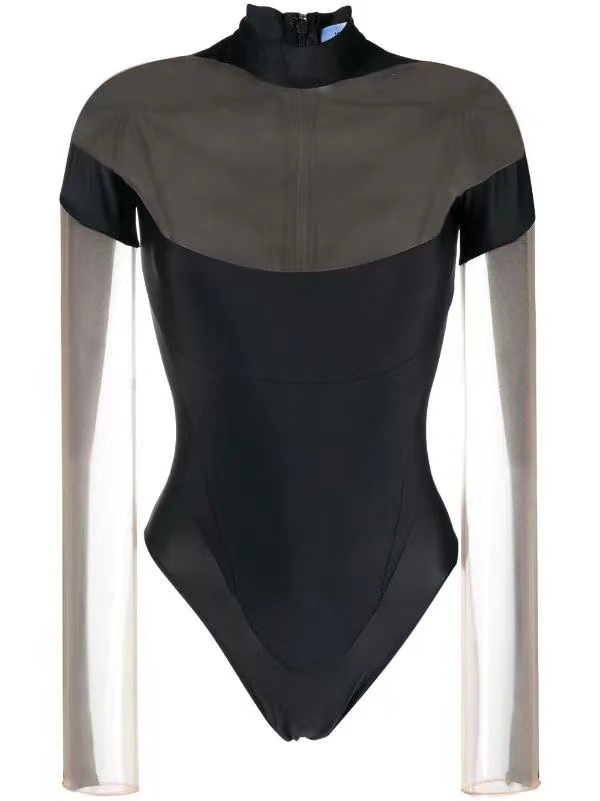 Yi Mengling Internet celebridad mismo estilo puro deseo sexy perspectiva camiseta de las mujeres del verano nuevo diseño sentido nicho delgado de una sola pieza superior