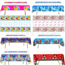 跨境现货卡通蜘蛛侠公主史迪仔派对桌布卡通生日party一次性pe长