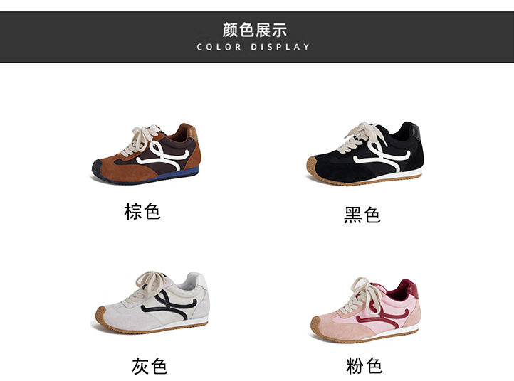 Giày sneaker nữ dáng Agandexun buộc dây tăng chiều cao bên trong 5 cm, mũi tròn, phong cách casual — Màu hồng, Màu nâu đậm, Màu xám, Màu đen chi tiết 5