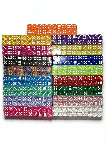 16mm Transparent Round Dice Colorful Multi-Color 6-Sided D6 Board Game Toy Accessories Environmentally Friendly Crystal Acrylic Dice
