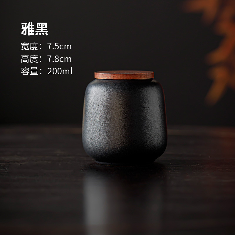 茶缶木製蓋セラミック密封缶小さなプーアル赤緑茶包装ギフト用カスタムロゴ龍井ポータブル|undefined