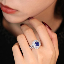 新品直播热卖彩宝蓝宝石戒指女开口ins小众高级感气质时尚优雅款