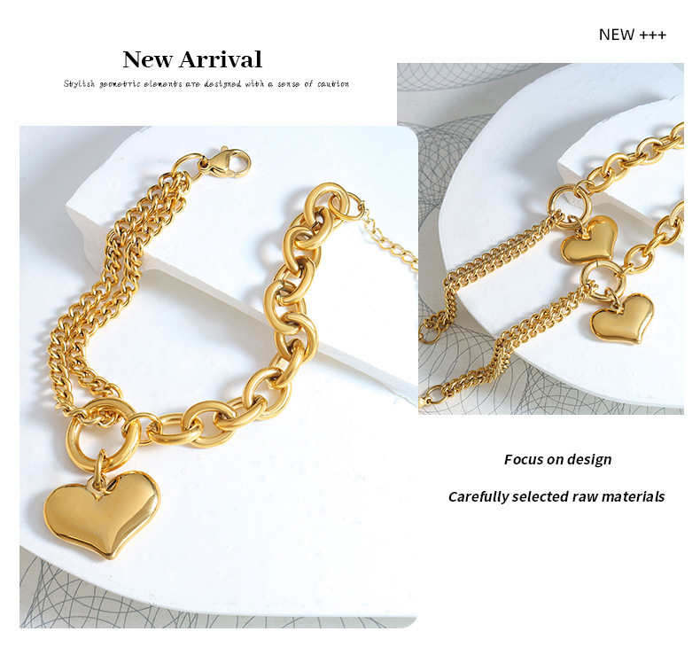 Women'S Gender Vintage Style Heart Shape Titanium Steel Plating Bracelets