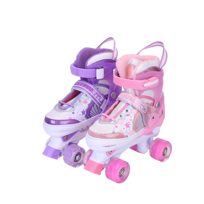 Roller Skates for Beginners, Men's and Women's Pu Four-Flash Roller Skates, Cross-Border Hot-Selling, Adjustable Kidsren's Skates Roller Skates for Beginners, Men's and Women's Pu Four-Flash Roller Skates, Cross-Border Hot-Selling, Adjustable Kidsren's Skates