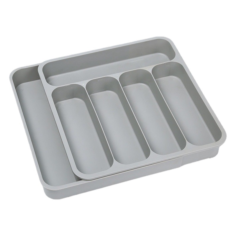 Cajón de cocina de cinco rejillas caja de organización vajilla caja de almacenamiento compartimiento organizador cuchillo y tenedor palillos caja de almacenamiento retráctil