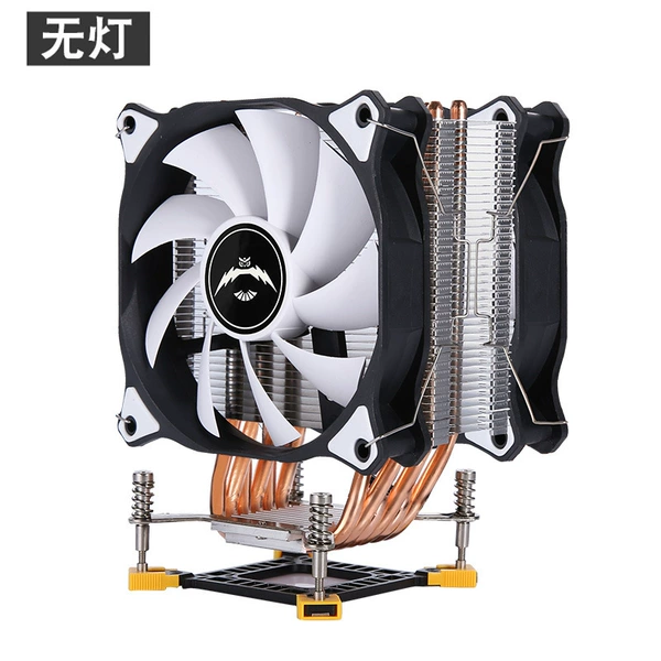 12CM-M3 screw + back plate 6 copper tubes - 3 pin fixed speed - black frame and white leaves - 12CM without light - 2 fans