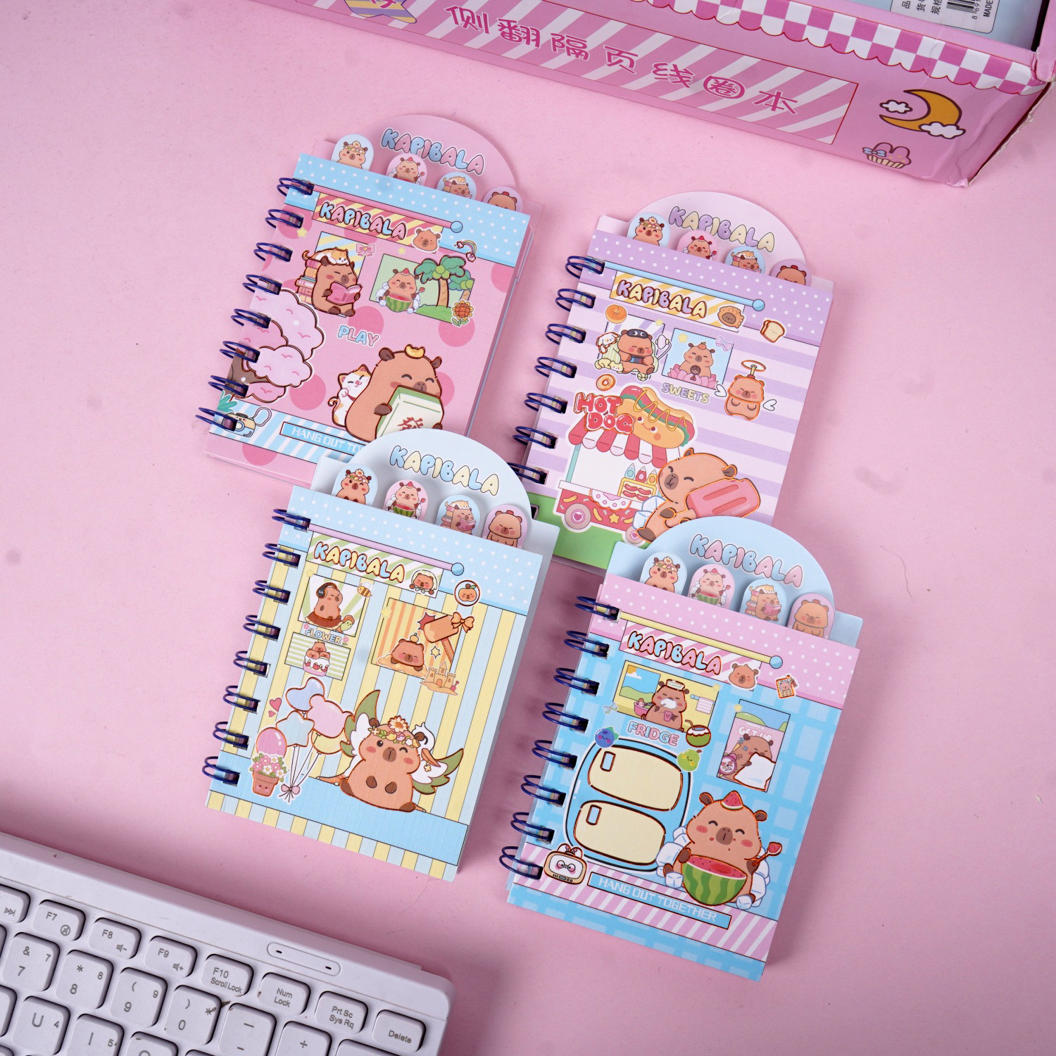 Rabbu A7 libro de bobina de flip-up lindo estudiante portátil cuaderno de mano horizontal cuaderno portátil para estudiantes de primaria