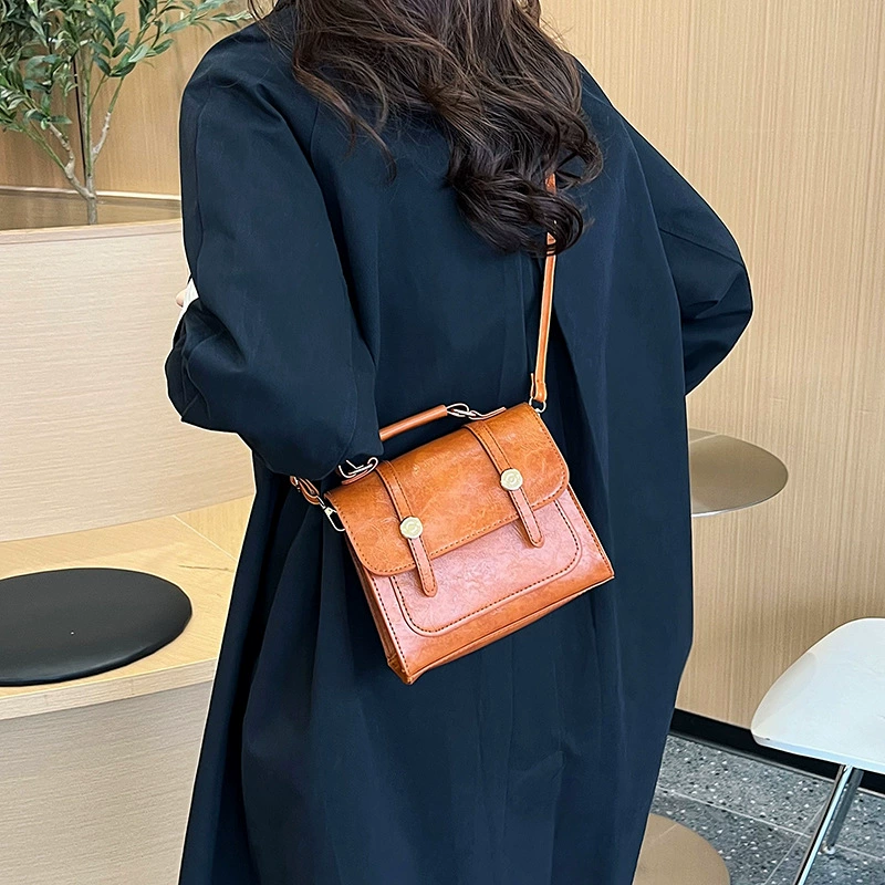 Retro polyurethane capacious one-shoulder bag, shoulder bag, Korean style