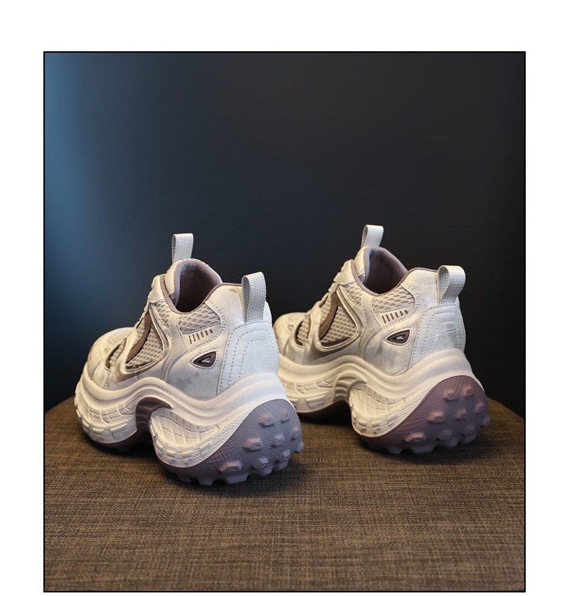 Giày thể thao nữ đế dày tăng chiều cao, phong cách dad sneaker, lưới thoáng khí — xanh lam chi tiết 19