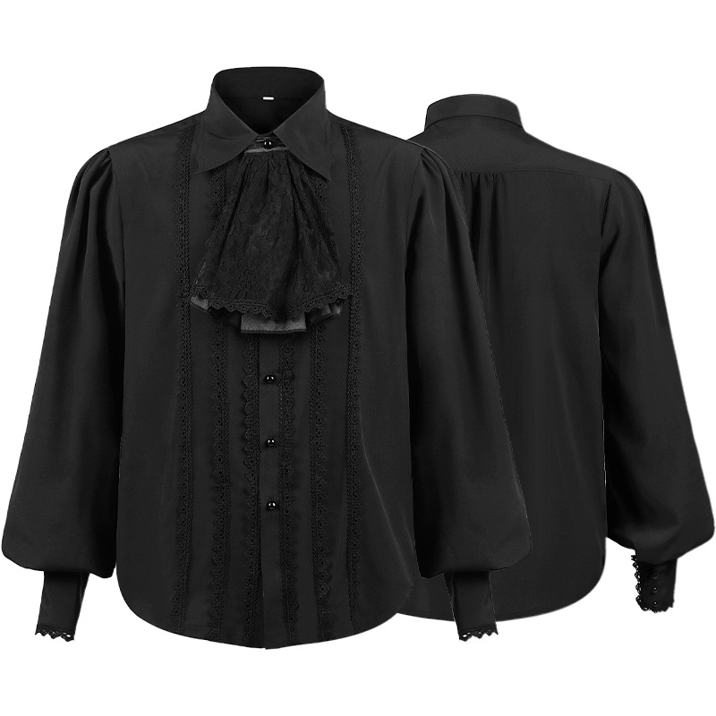 Men's Pleated Shirt Medieval Costume Steampunk Victorian Top for Layering
