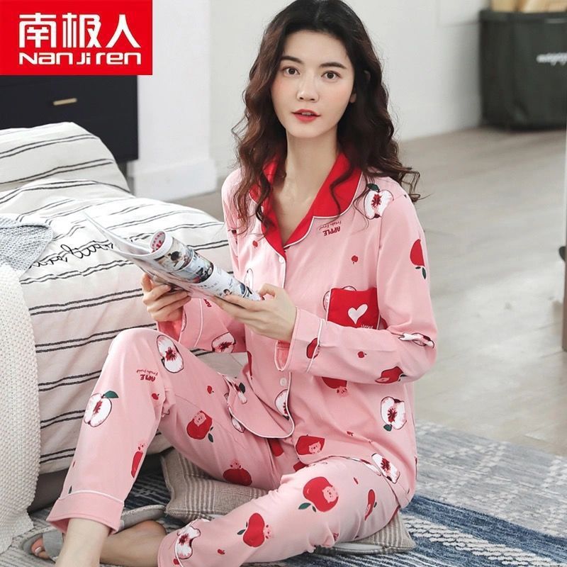 Algodón pijamas de primavera y otoño manga larga traje verano nuevo estudiante estilo coreano suelta desgaste dos