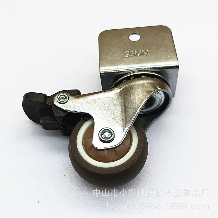 L型U型夹板TPR静音轮 1寸2寸滑轨固定工业脚轮定向万向小推车轮厂