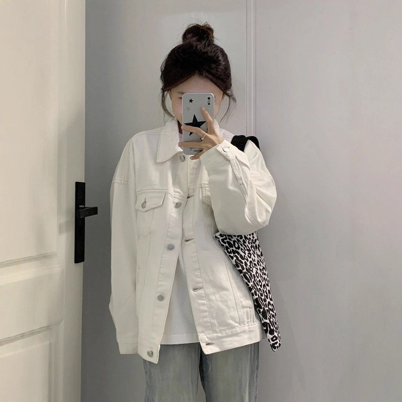 New Spring and Autumn Denim Jacket Korean Style Loose Versatile Long-Sleeve Jacket for Women Petite New Spring and Autumn Denim Jacket Korean Style Loose Versatile Long-Sleeve Jacket for Women Petite